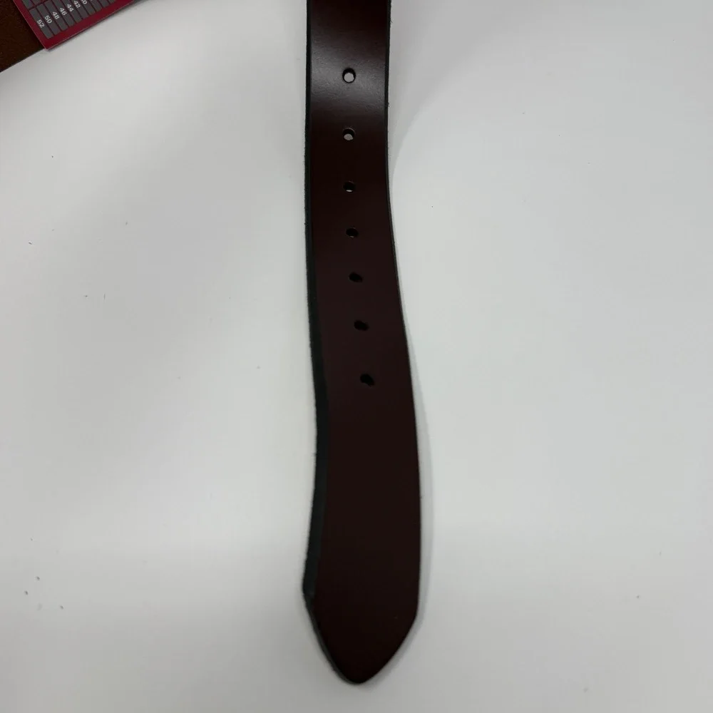 Dickies Mens Dark Brown All Leather Work Belt Silver Roller Buckle 50-52 Classic
